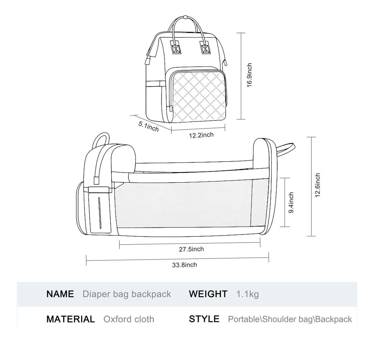 Maleta Pañalera Premium 3 en 1 – Estilo, Organización y Comodidad para Mamás Modernas